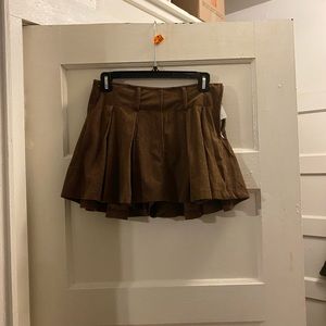 Brown suede mini skort